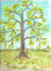 oil pastel of tree